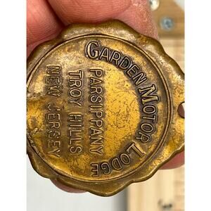 Vintage Garden Motor Lodge Brass Key Fob Tag Parsippany Troy Hills NJ